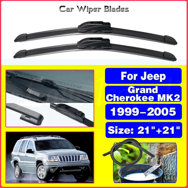 

Wiper Front Wiper Blades For Jeep Grand Cherokee MK2 1999 - 2005 Windshield Windscreen Window Car Rain Brushes 21"+21"