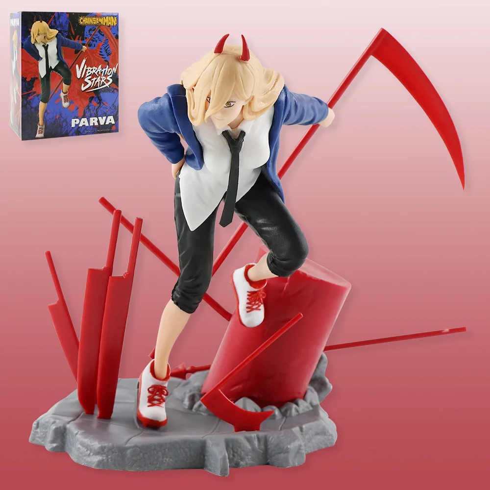 

19cm Anime Chainsaw Man Power Action Figure Denji Pochita Demon Hunter Scene Figurine Collectible Model Doll Toys Gift for Kids