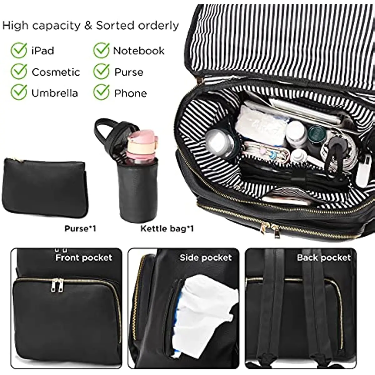 Diaper Bag Backpack Leather for Women Travel