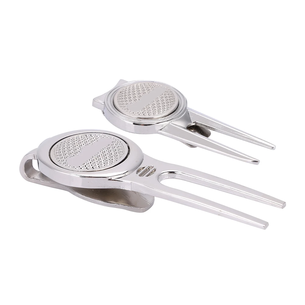 Golf Divot Repair Tool Putting Green Fork Groove Cleaner With Magnetic Golf Ball Marker Liner Clip Training Aid Golf Accessory