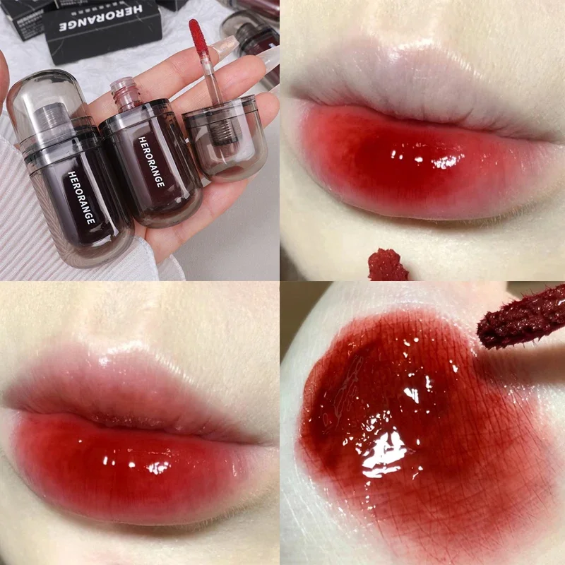 Cherry Red Mirror Water Light Lip Gloss Lip Glaze Long Lasting Waterproof Moisturizing Liquid Lipstick Sexy Red Lip Tint Makeup