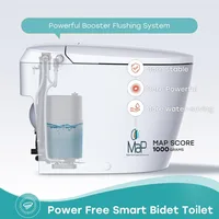 Non-electric Smart Bidet Toilet with Dual Bidet Nozzles Cleanse, Smart Toilet Built-in Pump for Power Flush,Map Flush 1000 Grams 2