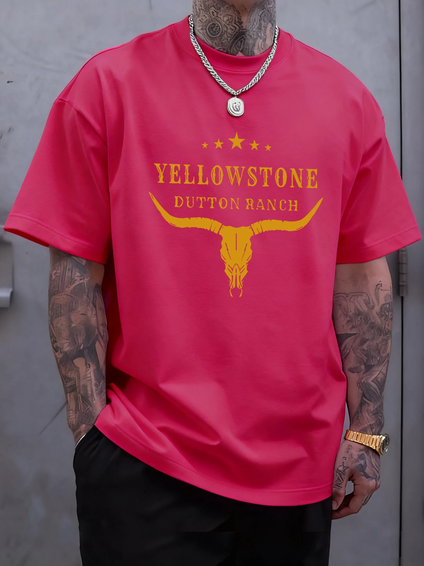 Yellow Stone Dutton Ranch Graphic Men's Casual Cotton T-Shirt