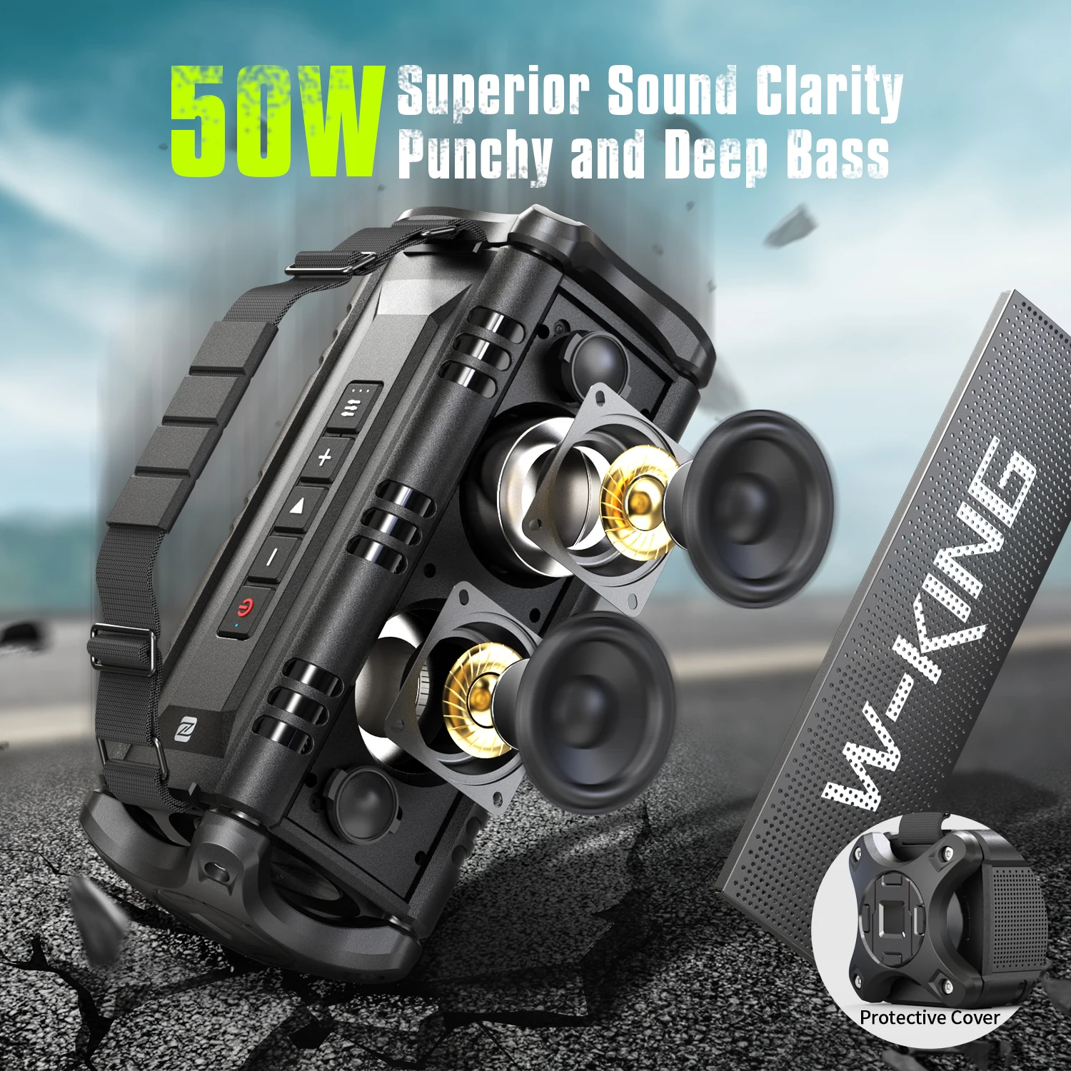 W-KING 50W(90Wピーク)Bluetooth スピーカー Amazon.co.jp: W-KING 50W Bluetooth スピーカー、IPX6 防水