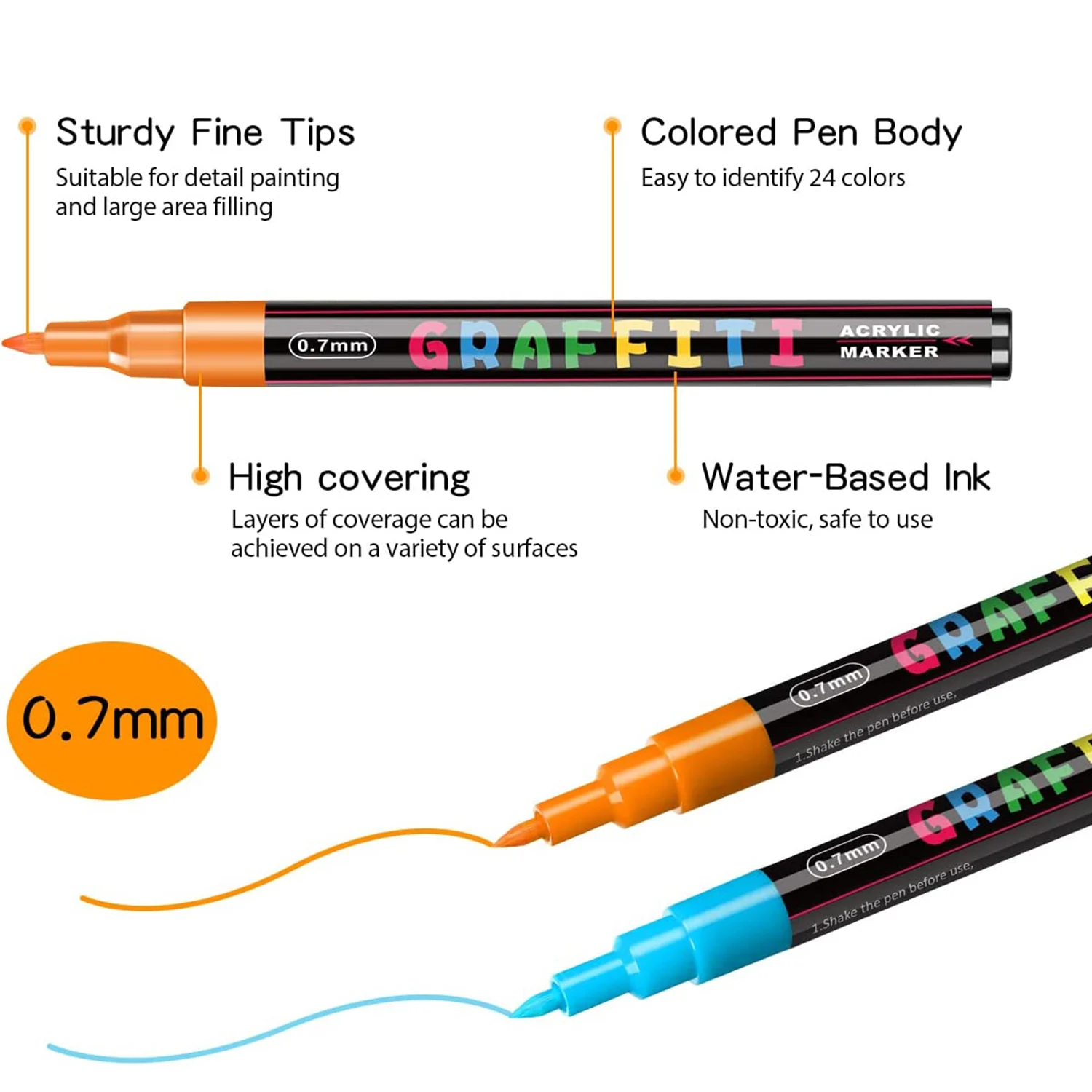 18 pcs Acrylic Paint Markers, Water-based Acrylic Ink Pens Set Acrylic  Paint Pens, Fine Tip Paint Pens Acrylic Markers Set - AliExpress