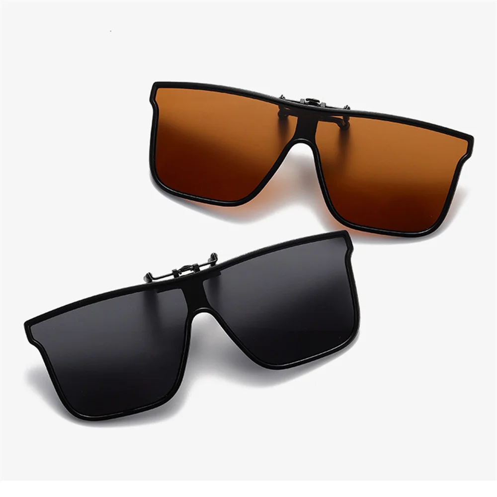 New Polarized Flip-up Sunglasses Clips For Myopia Glasses Retro Big Size Square Glasses Clip-on Sunglass Clip Driver Accessories