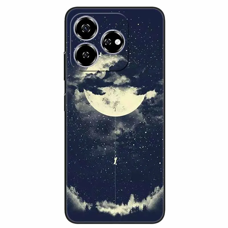 Stylish Black TPU Soft Silicone Phone Cover with Artistic Design