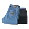 2024 Winter New Straight Leg Black Fleece Lining Jeans for Men Bruce&Shark Stretch Mid-Waist Velvet Denim Casual Mens Jeans 4