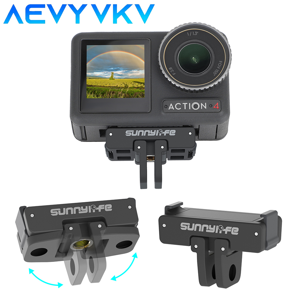 For DJI Action 5 Pro Magnetic Two Claw Adapter 1/4 Thread Universal Port Bracket For DJI Action 4/3/2 Camera Accessories