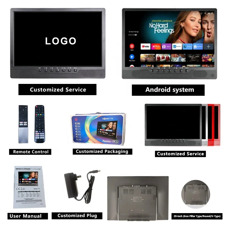Portable Smart TV 20 Inch FHD HD Android LED TV with Battery 12V DC for Car Truck Outdoor Travel Camping TV Pro 6