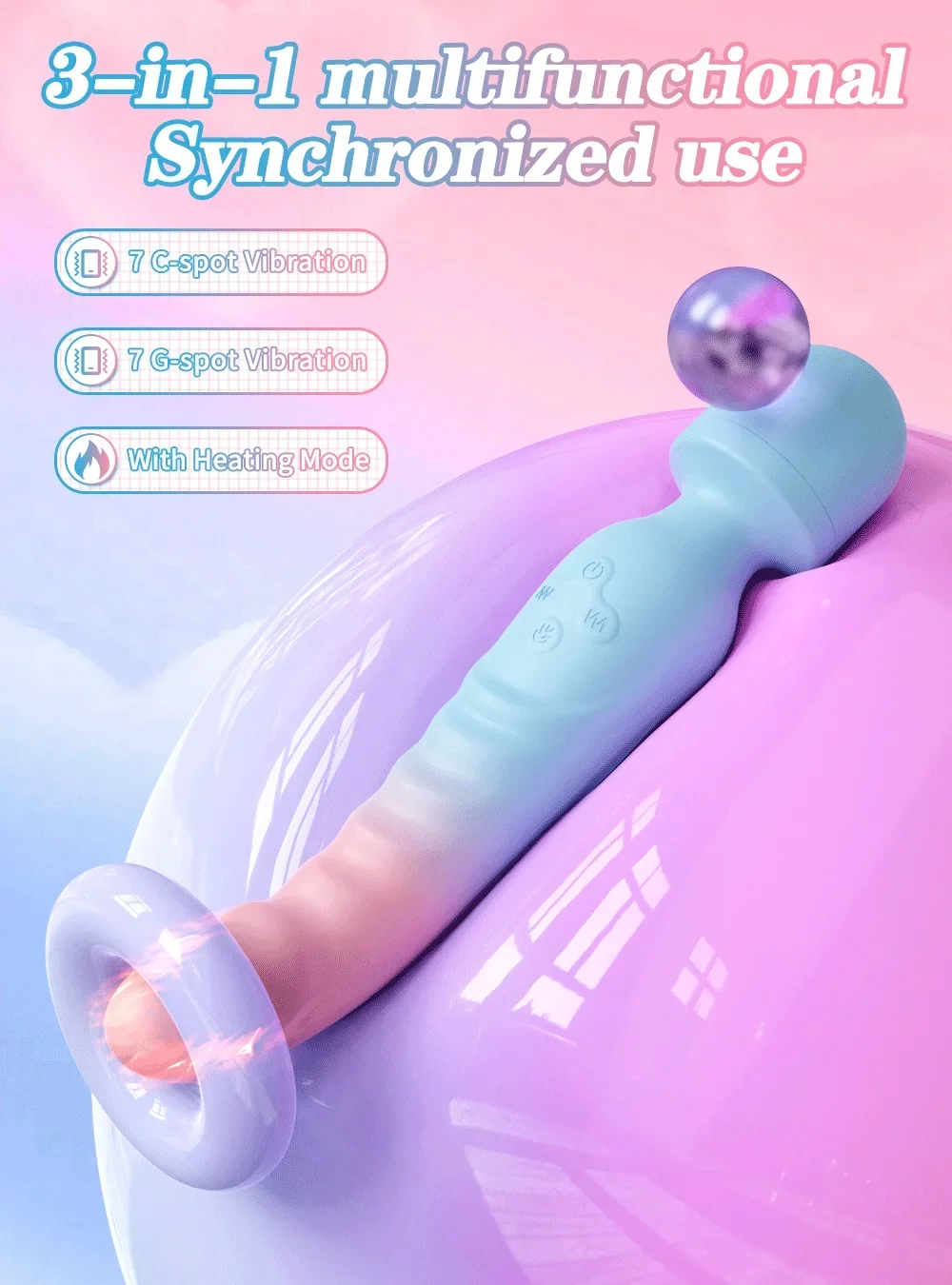 HeartCaptor G-Spot Vibrator Clitoral Stimulator Silicone Heating Wand Massager for Women Couples - Details 2