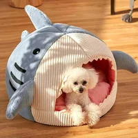 Lits Chauds en Forme de Requin de Dessin Animé pour Chat, mir de Diversification pour Animaux de Compagnie, Coussin en Polymère, Tente pour Chiot, Produits pour Animaux de Compagnie 4