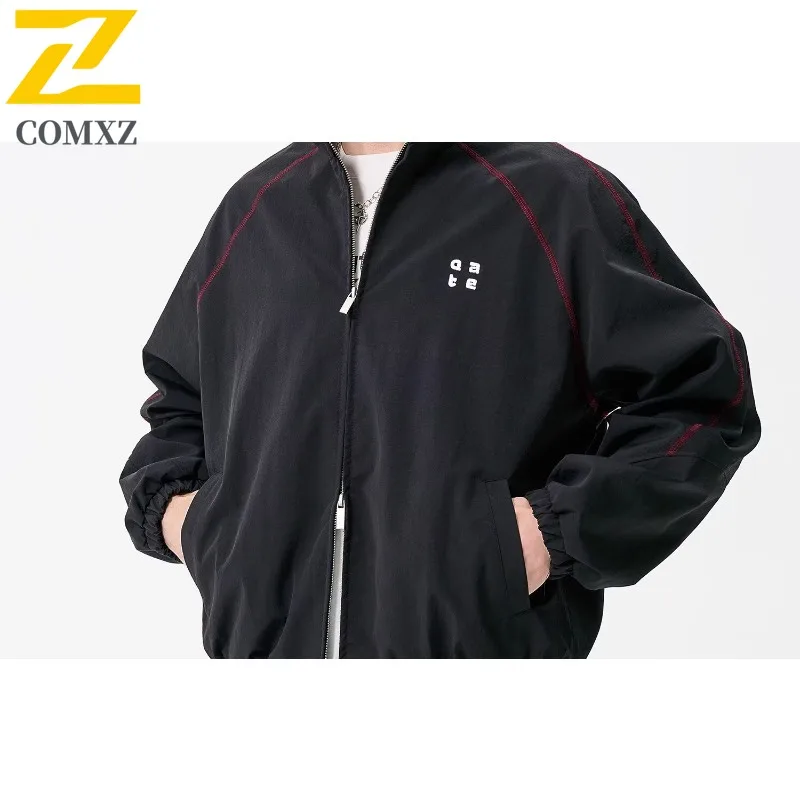 COMXZ 2025 New Men Women High Street Trendy Loose Jacket Hong Kong Style Casual Spring Autumn Waterproof and Windproof Outerwear