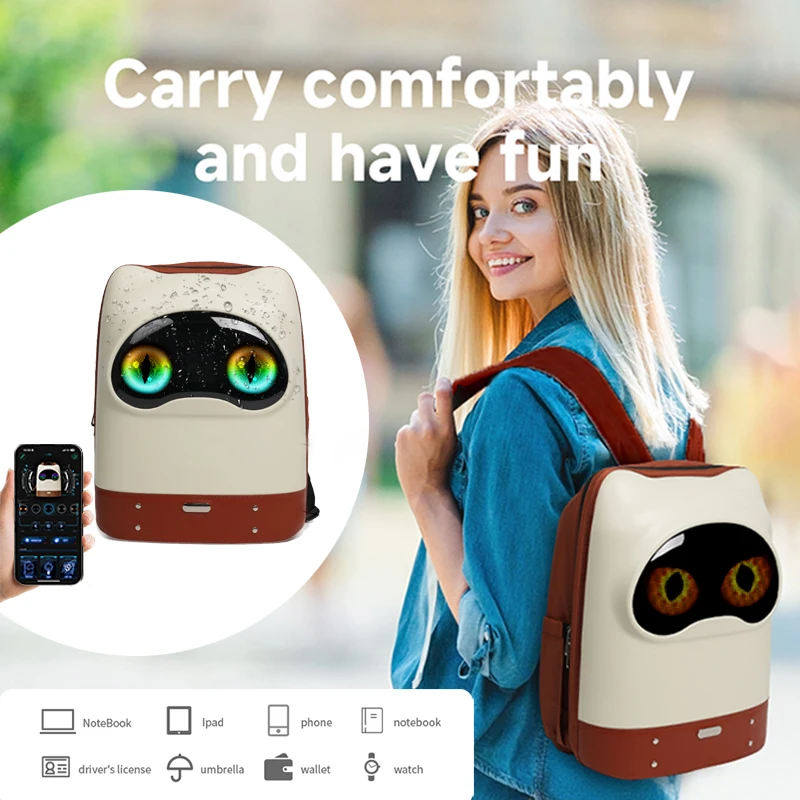Led Screen Cell Phone Programming Pattern Lightweight Hard Case School Backpack Women Travel Backpack College Backpacks