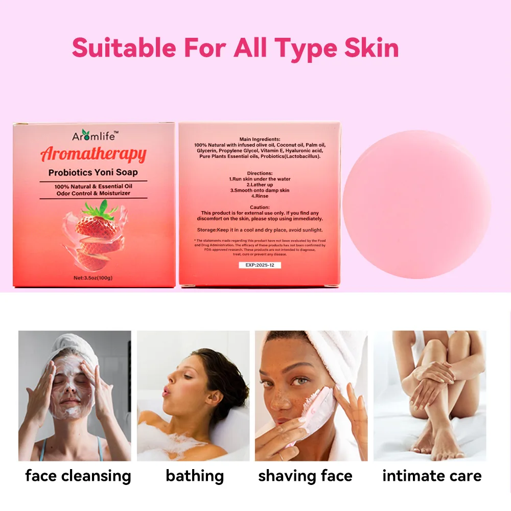 

2 Pcs Probiotics Yoni Soap Skin Moisturizer Odor Control Relief Itching Vagina PH Balance Female Intimate Care Essential Oil Bar