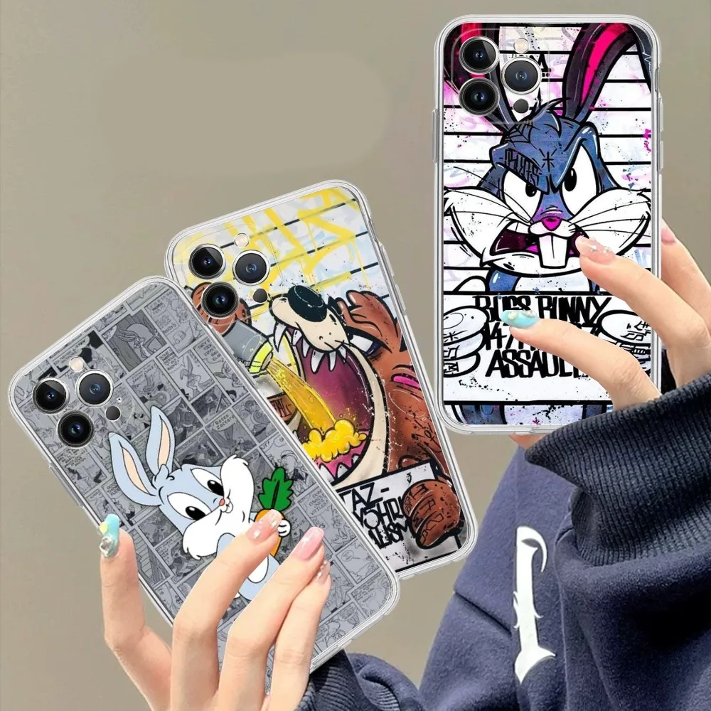 

Cartoon Bunny B-bugs Mousepad For iPhone 15 13 14 Pro Max XS XR 12 11 Pro 13 Mini 6 7 8 Plus Clear Back Cover Capa