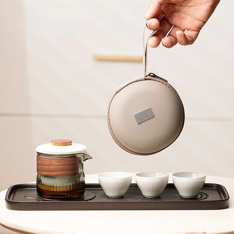 

Yipin Qiantang Express Cup, one pot, three cups, portable ceramic kungfu tea cup, travel tea set, simple small set