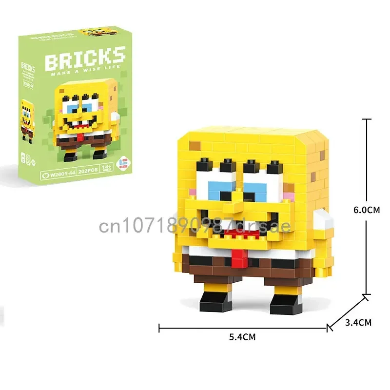 Bloques de construcción de Bob Esponja Figura de dibujos animados Patricio Estrella Mini ladrillos Modelo de anime para niños Muñeca Juguetes Bloques de ensamblaje Regalo para niños