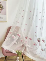 Curtains Curtains Living Dining Room Bedroom Plant Embroidery Dragonfly Lotus Gauze Curtains 1