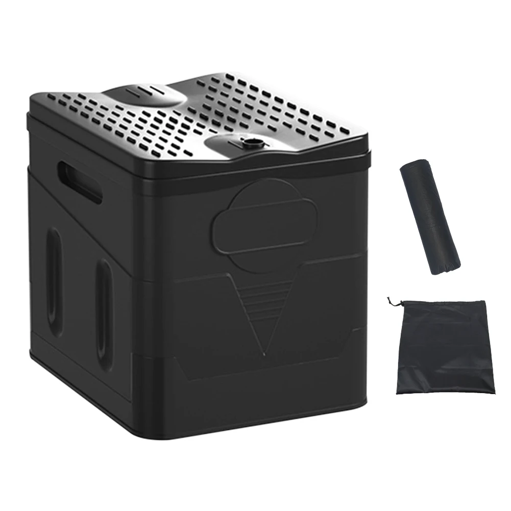 Portable Folding Toilet Outdoor Strong Bearing Capacity Multifunction Bedpan Reusable Trash Can Self-driving Travel Supplies