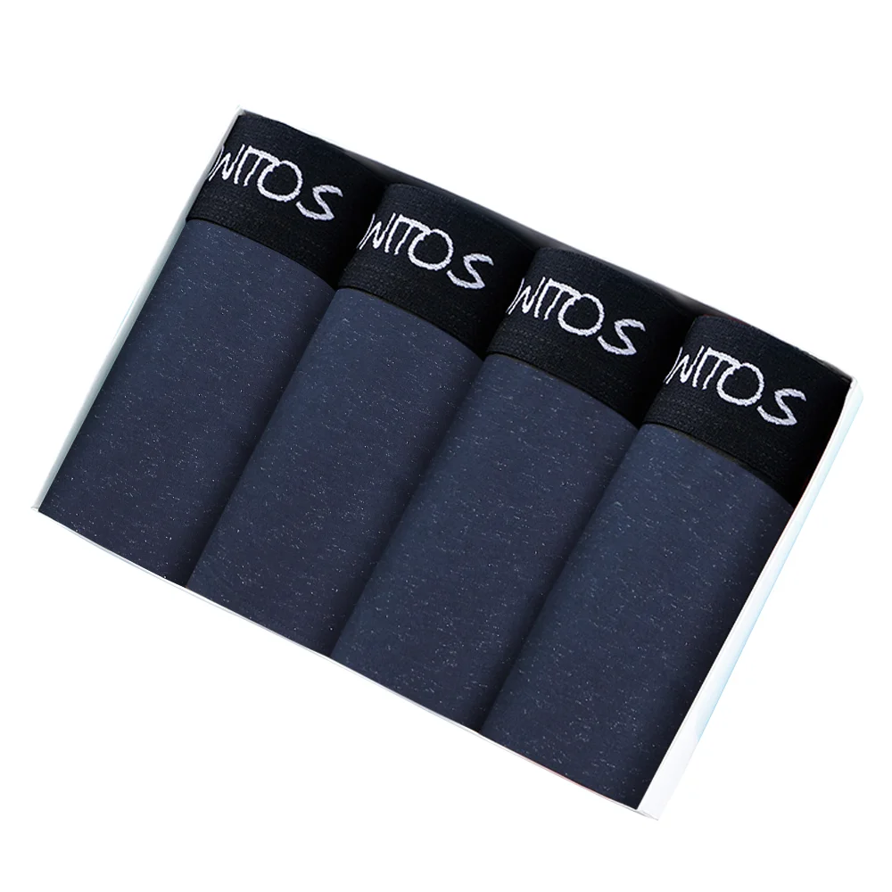 4-Pcs New Men's Underwear Reflective Fabric Homme Panties Boxers Man Men Underpants With Buttons Sexy Drawers Trunks Cotton