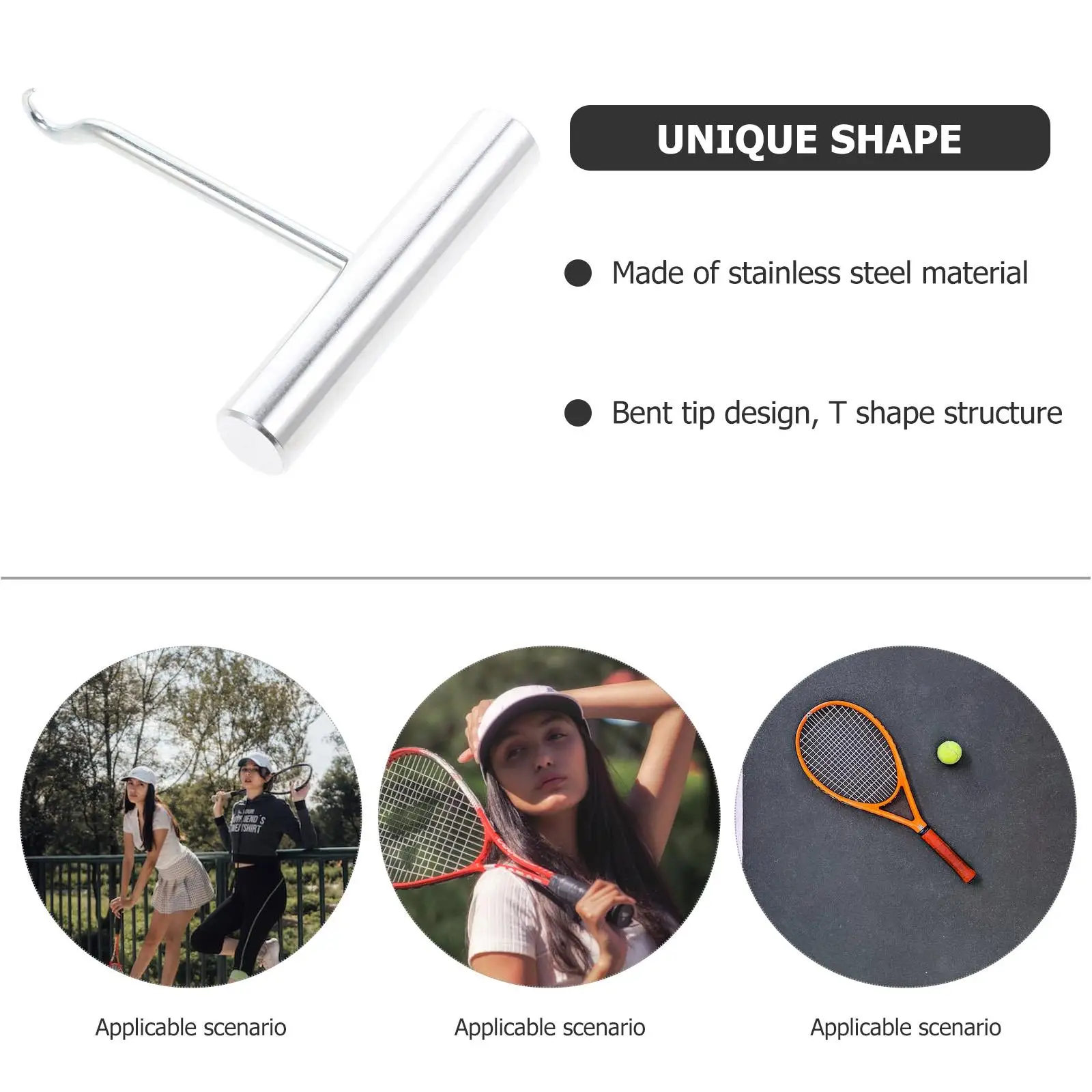 Tennis Racket Pull Hook Stringing Machine Badminton Tool Stainless Steel Racket String Puller Stringing Hook Easy Operation