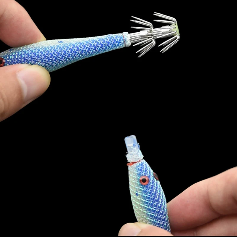 5PCS/bag 6cm7cm9cm Artificial Fluorescent Fishing Lures Squid Hook Cuttlefish Jigs Bait Spinnerbait Wood Shrimps Sea Fishing 3