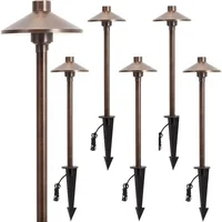 Fast Shipping.home.Solid Brass Low Voltage Pathway Lights (6.7'' Shade, 21.9'' Tall)Antique Bronze Walkway Lights with Larger St 1