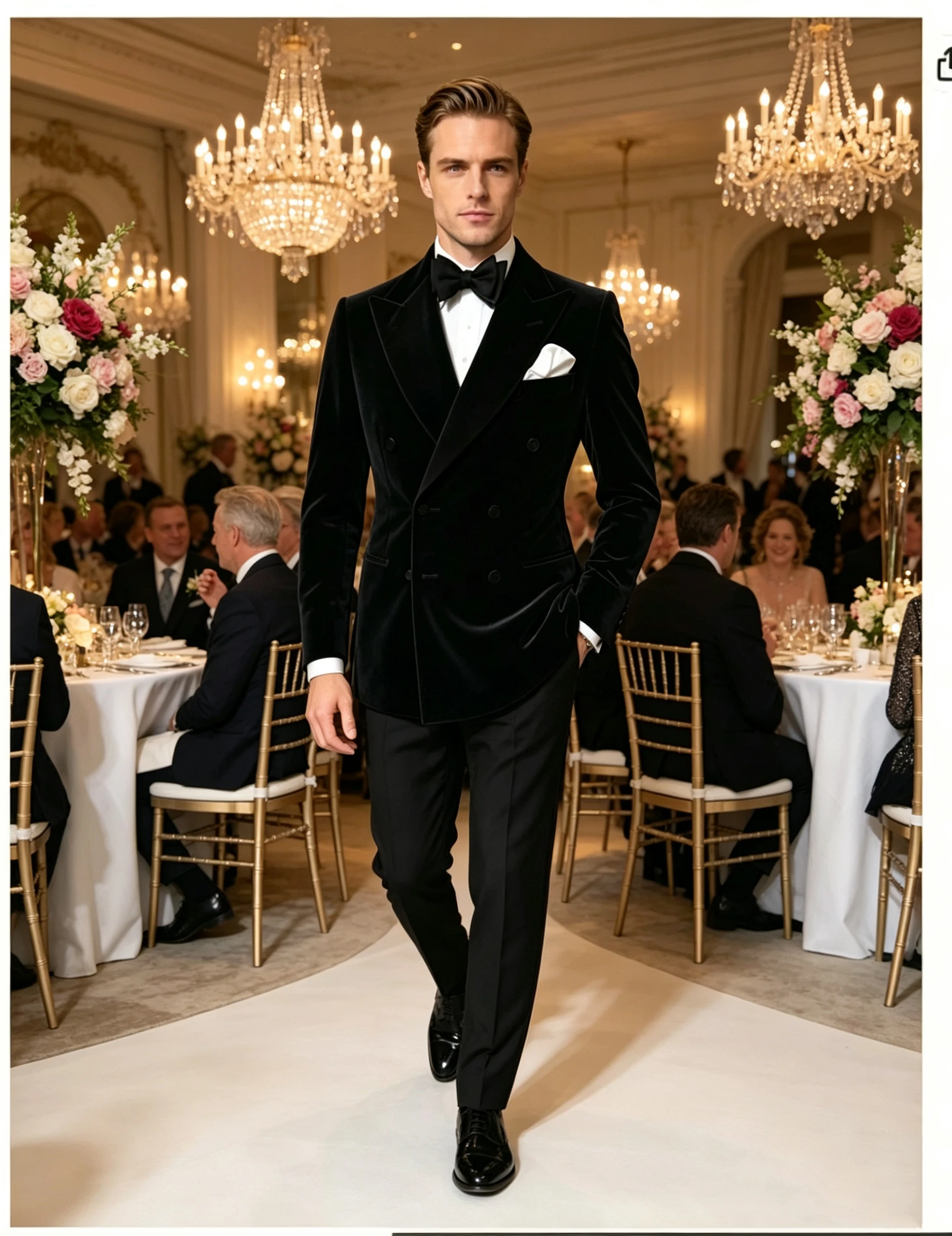 Veste de smoking en velours noir pour homme