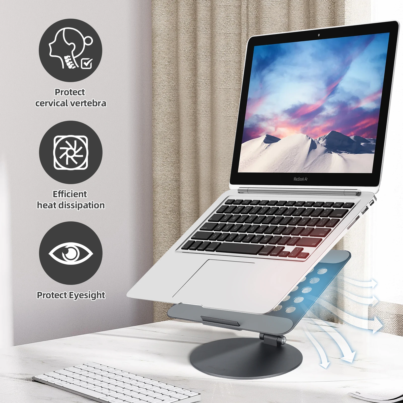 Meaowxva-suporte Dobrável para Laptop Suporte para Notebook 360 Base Rotativa Macbook Pro ar hp Laptops Dell Tablet - Imagem 5