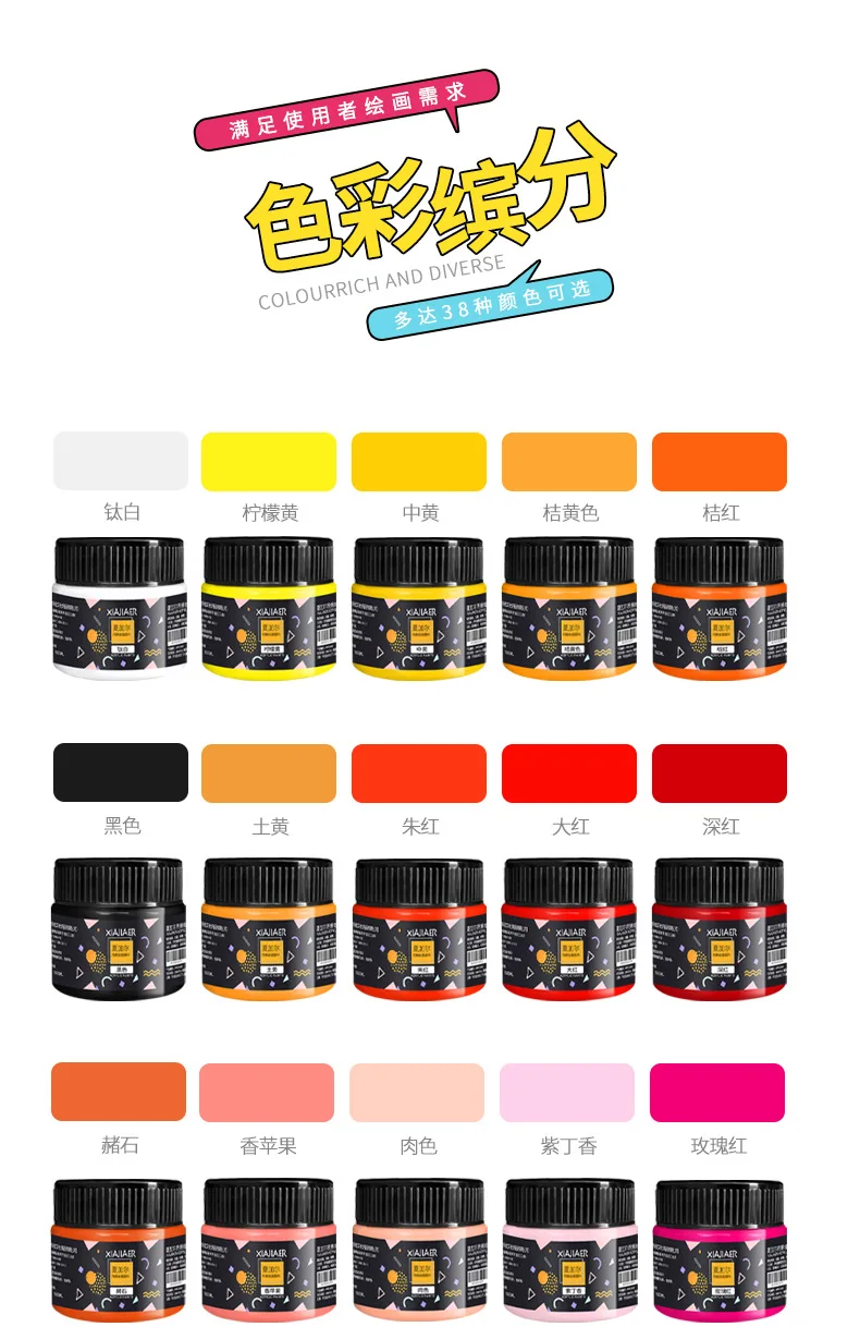 1 Stück Kunst-Acryl-Pigment, 100 ml, 38 Farben im Glas, Doodle, DIY, kann für Wand, Stein, Textilmalerei, Kunstbedarf verwendet werden – Detail 7