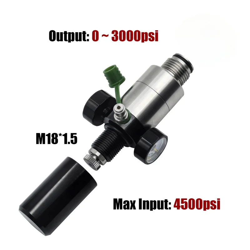 

HPA CO2 Воздушный бак, Мягкий Двойной манометр, манометр от 0 до 3000psi, регулятор, регулируемая Входная резьба M18 * 1,5, выходная резьба G1/2-14