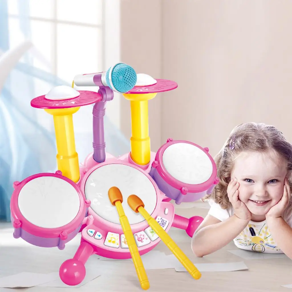 Kids Drum Set with Sing-along Microphone Toddlers Toys Great Gift For Baby