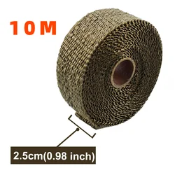 High-Performance Fiberglass Heat Shield Tape - 10M Insulating Wrap for Exhaust Pipes (Titanium-2.5cmX10m)