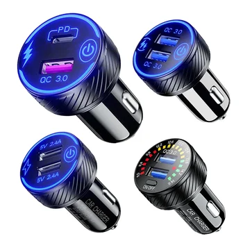 Caricabatteria per auto USB C da 48 W Ricarica rapida PD e QC3.0 Caricatore per telefono per auto Adattatore per presa accendisigari per iPhone Huawei Xiaomi Samsung