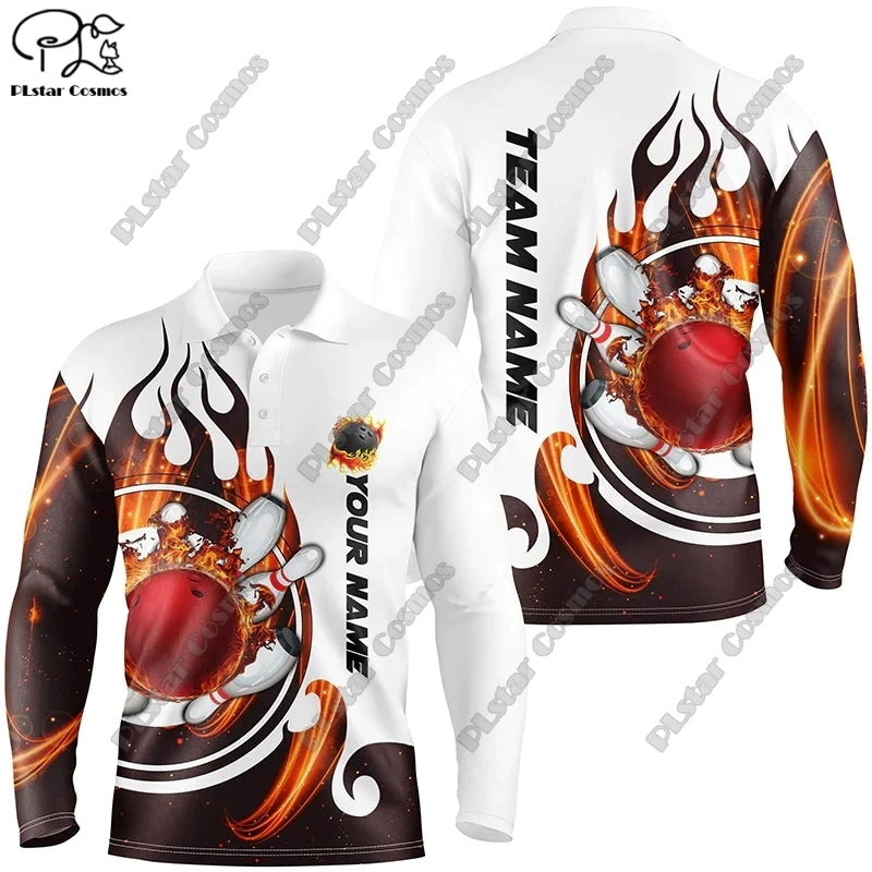 

PLstar Cosmos new personalized bowling team 3D printed bowling pattern long-sleeved POLO shirt unisex team sports series X-3