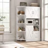 60.4" Farmhouse Kitchen Storage Cabinet, Freestanding Cabinet with Doors and Shelves, White 2