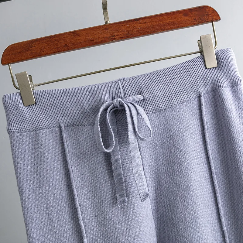 Conjuntos casuales sueltos de dos piezas para mujer, suéter de punto de gran tamaño y pantalones acampanados, conjuntos de chándal de punto para mujer, conjuntos de suéter