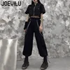 Cargo Pants Suit Short Sleeve Slim Shirt High Waist Chain Sweatpants Two Piece Sets Women's Summer Korean Hip-hop Gothic Outfits 1