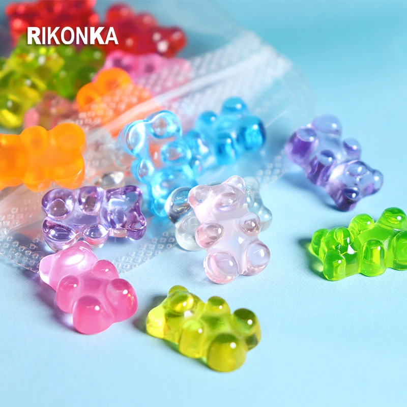 

18Pc Nail Gummy Bear Jelly Soft Sweets Colorful Candy Manicure Jewelry Set Nail Supplies For Professionals 3D Kawaii Accessories