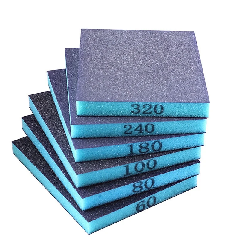 

6 Pcs Sanding Sponge Double Sided Sanding Block 60/80/100/180/240/320 Grit, Wet And Dry Dual Use For Wood Metal Wall