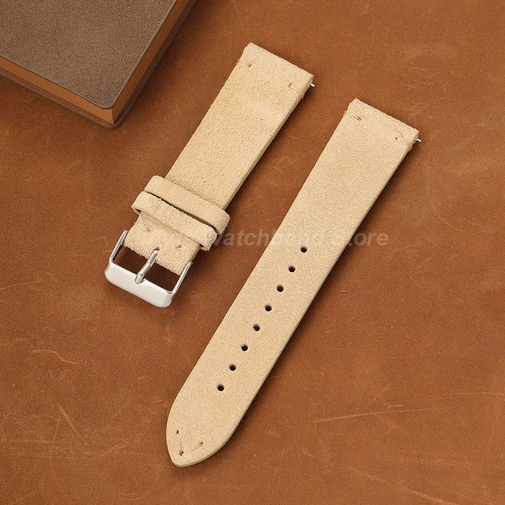 Premium Vintage Suede Leather Watch Strap - Quick Release, Handmade, High Quality Watchband