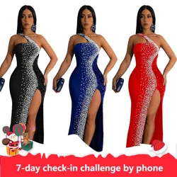 Black Blue Red Polyester African Dresses for Women Summer Sexy African Sleeveless Sequined Long Party Dress African Clothes