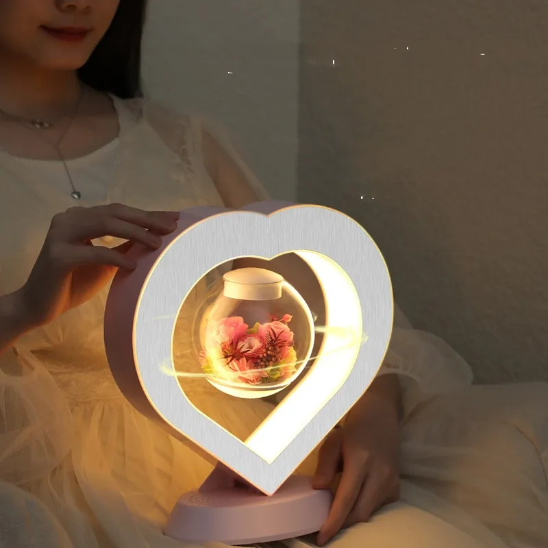 Valentine's Day Gift Fashion Home Heart shaped Floating Table LED Night Light Maglev Creative Lamp Table Light Home Decoration 1 5inch happy valentine s day heart shaped stickers valentine s day love decorative gift labels for envelope weeding 500pcs