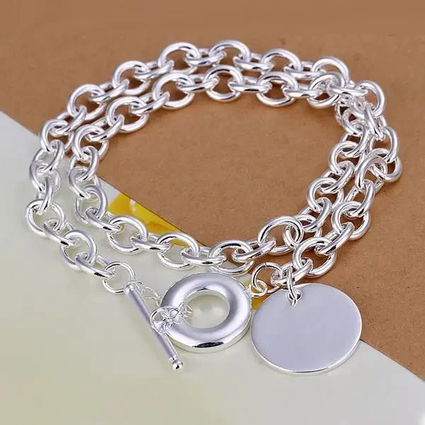 925 Sterling Silver Necklaces Jewelry 20 Inches Classic Thick chain heart pendant high quality Christmas Gifts