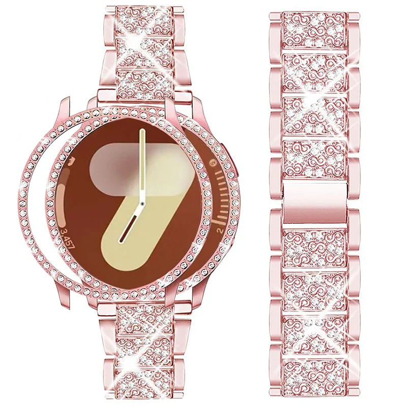 Elegant Diamond Metal Link Bracelet - Universal 20mm/22mm Strap