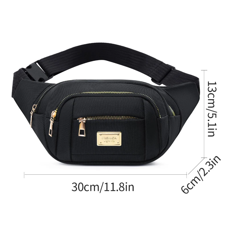 Women's waist bag - adjustable shoulder strap, zipper closure, casual crossbody bag, chest bag, multifunctional