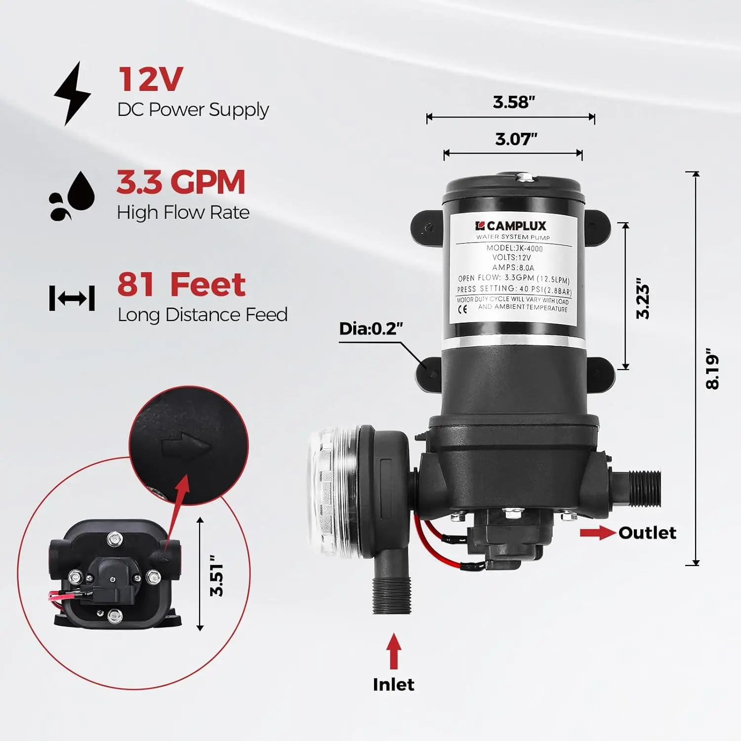 Tankless Water Heater 4.22 GPM Propane Water Heater Outdoor with 3.3 GPM Pump & Pipe Strainer for Off Grid Cabins