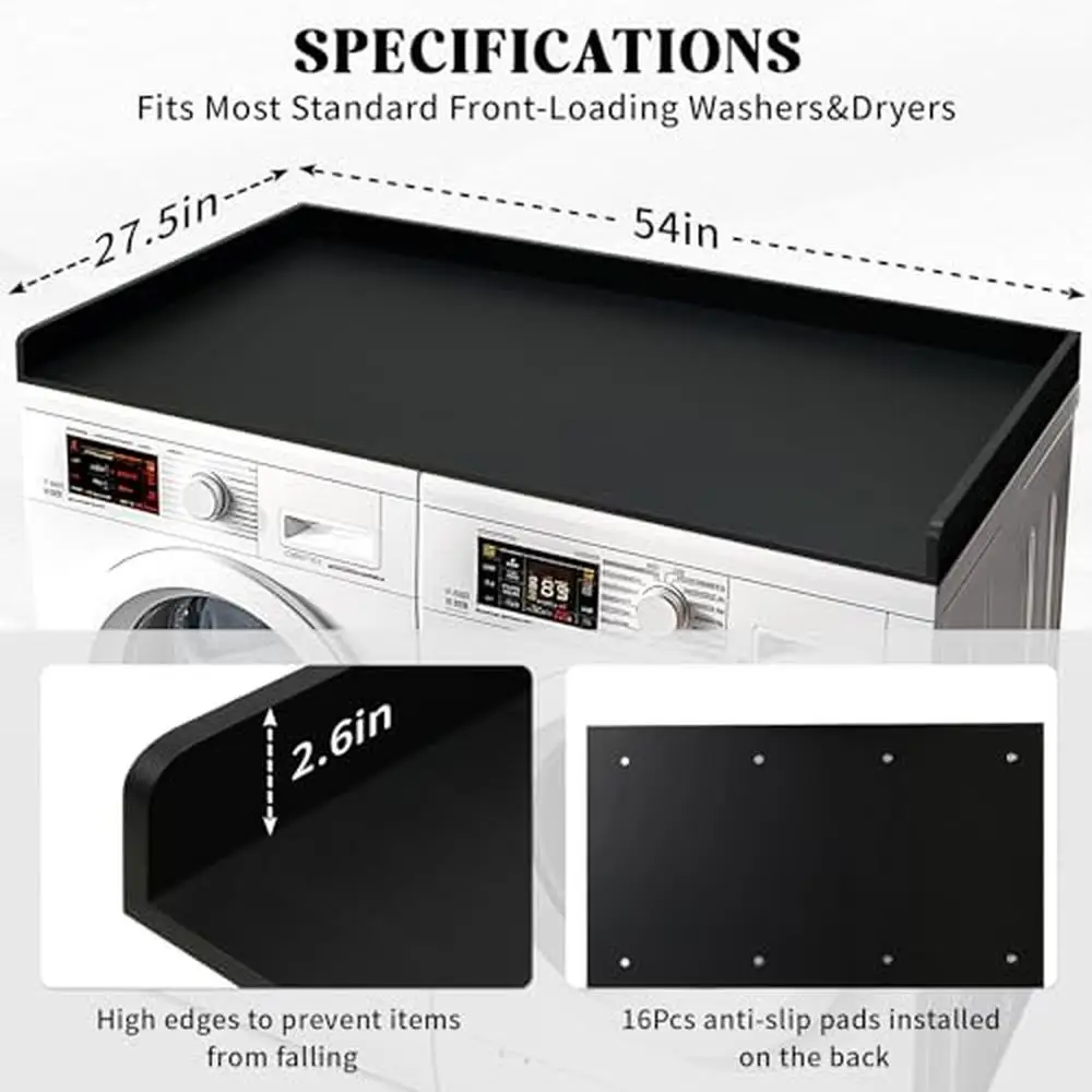Laundry Room Organizer Bamboo Washer Dryer Countertop 27.5" x 54" Easy Assembly High Quality Space Saving Stylish Upgrade 6