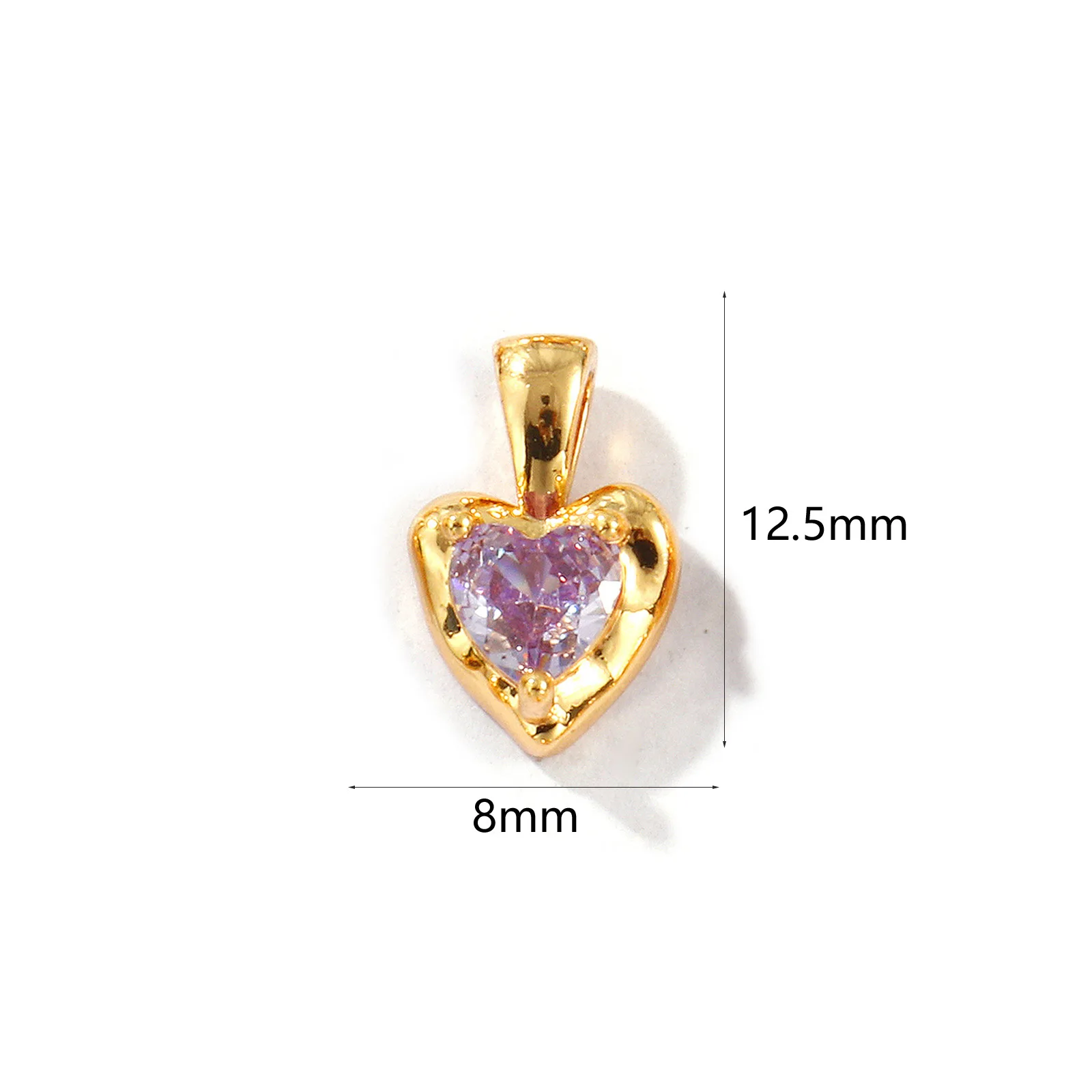 2 Stück Herz-Messing- und Strass-Geburtsstein-Charms, 18 Karat vergoldet, Anhänger für DIY-Halskette, Ohrringe, Schmuckherstellung, 12,5 mm x 8 mm – Detail 9